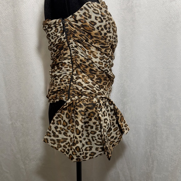 Redemption Leopard Print Strapless Bustier Top Bow Detail Made in Italy - Picture 3 of 12